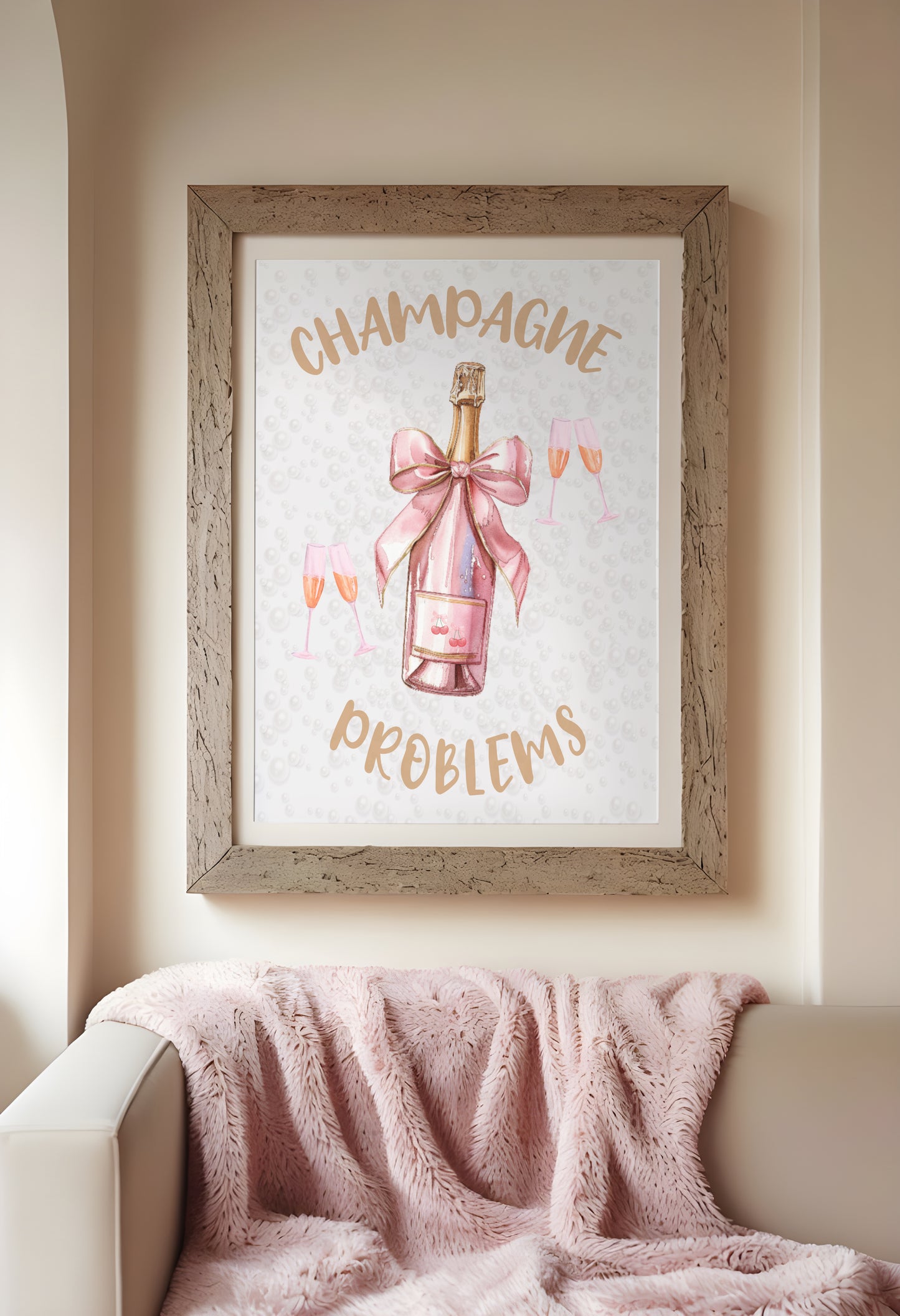 Champagne Problems, Digital Printable Wall Art, Bar Cart Decor, VDay Gift, Preppy Stuff, Home Decor, One Piece Poster