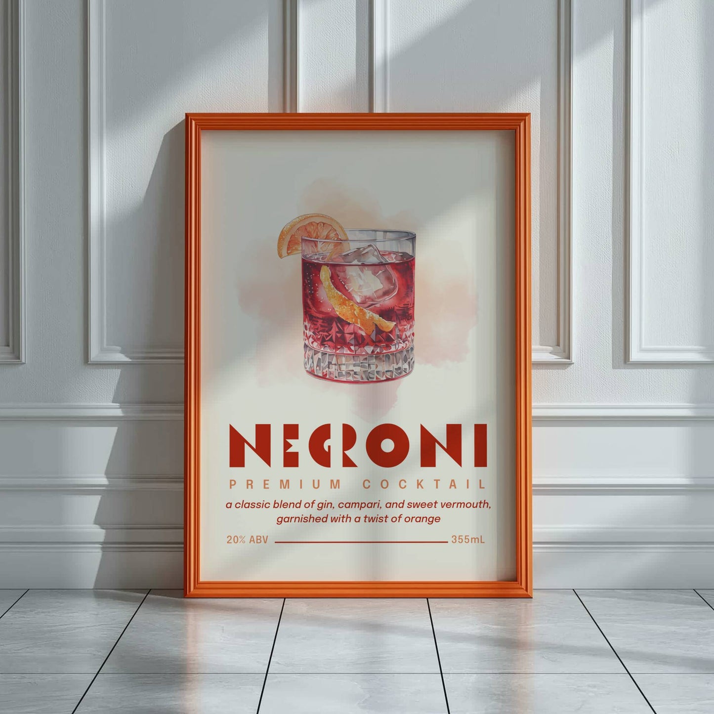 Negroni Print Poster | Negroni Cocktail Art | Bar Cart Print | Cocktail Poster | Gin Lover Gift | Campari Decor | Campari Art | Campari