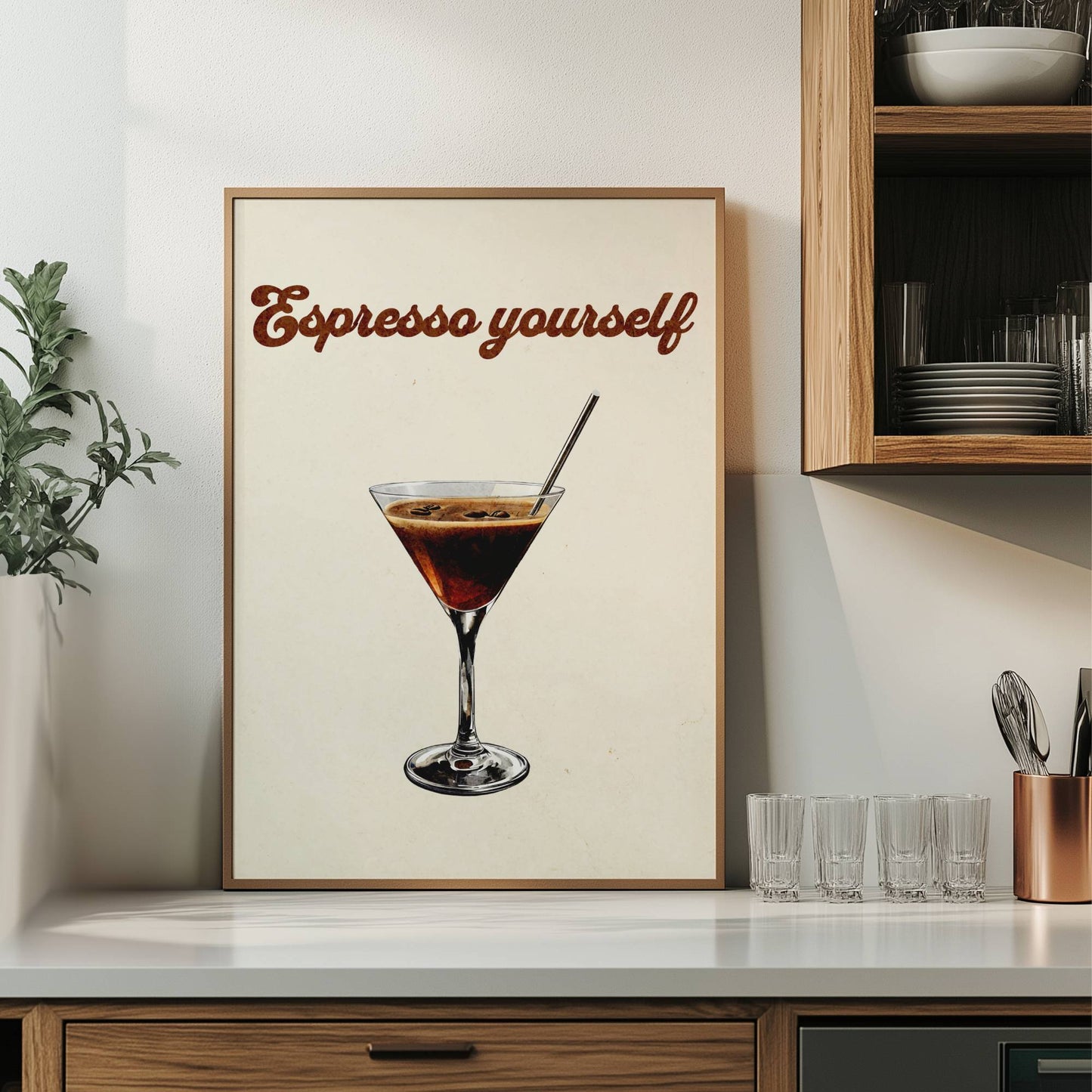 Espresso Martini Print | Coffee Cocktail Wall Art | Bar Cart Decor | Vintage Drink Illustration | Kitchen Art | Home Bar Printable
