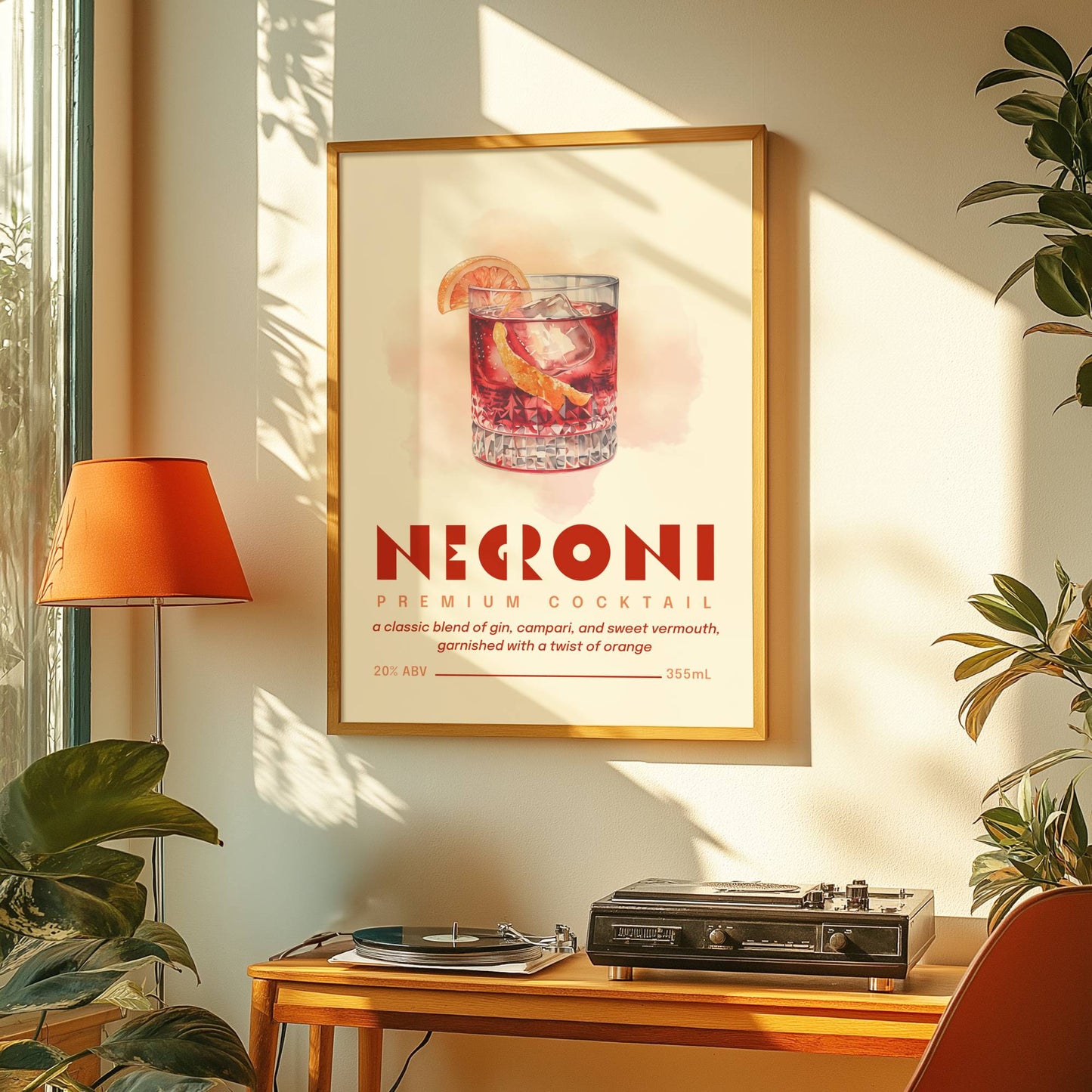 Negroni Print Poster | Negroni Cocktail Art | Bar Cart Print | Cocktail Poster | Gin Lover Gift | Campari Decor | Campari Art | Campari