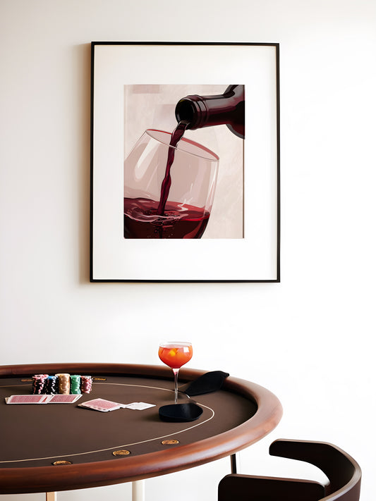 Digital Art Wine Pour, Wine Wall Print, Home Bar, Glass of Wine Print, Kitchen Wine Art, Gift for Wine Lovers, Modern Art, Contemporary Art