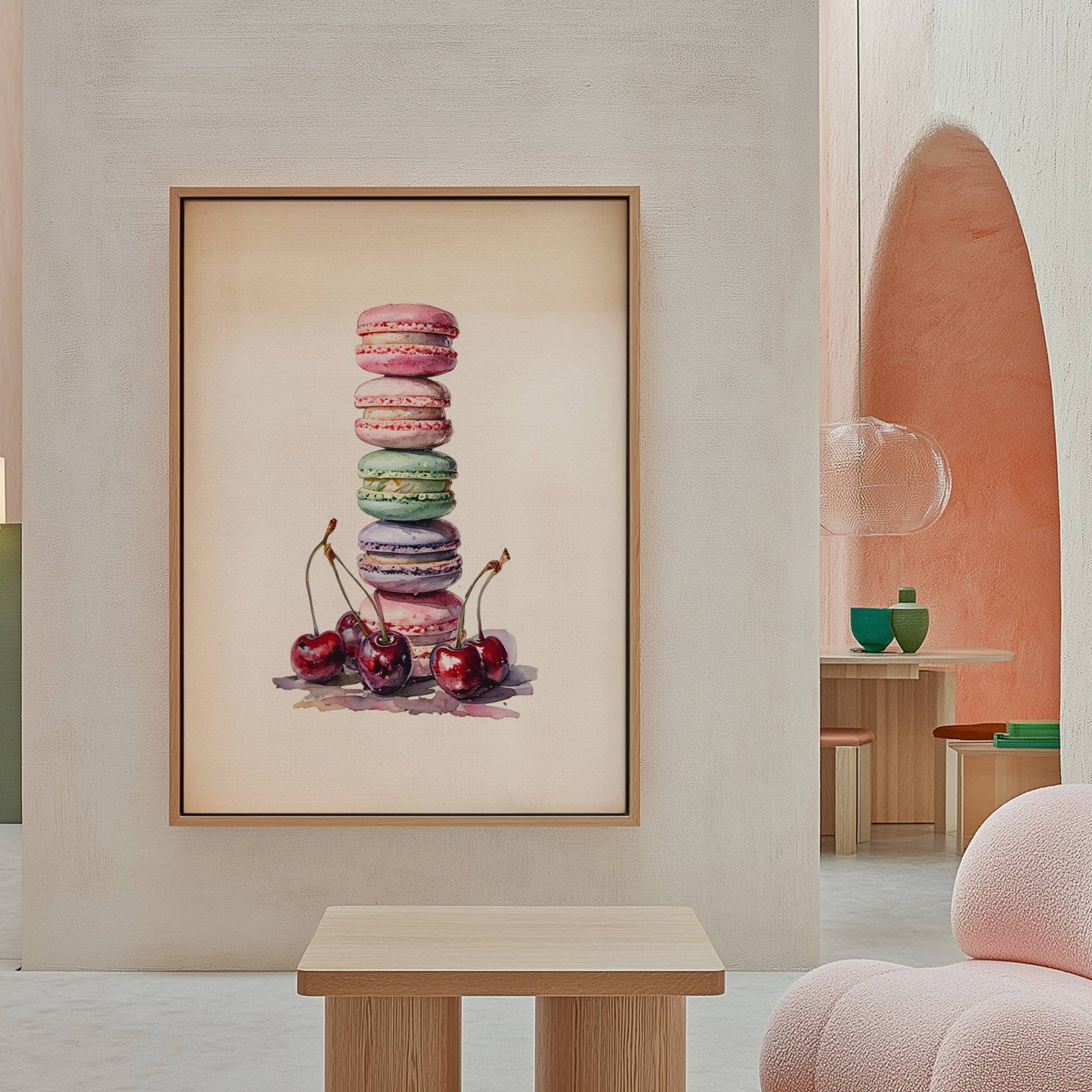 Watercolor Macaron Art Print, Cute Bakery Art, French Pastry Kitchen Decor, Parisian Café Wall Art, Cute Dessert Illustration, Bakery Poster