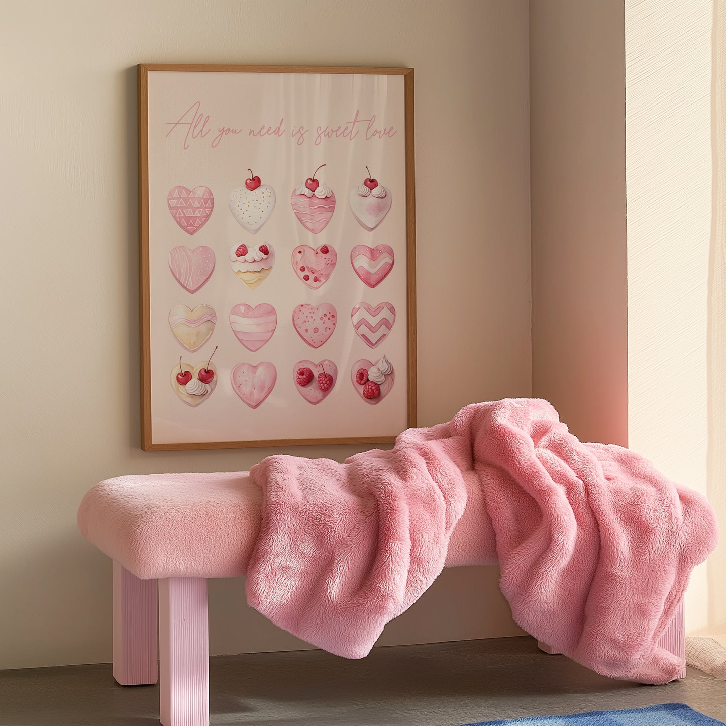 cake art | Retro Watercolor Art | cute bakery art print  Retro Heart Print | Retro Valentine’s Wall Art - Romantic Aesthetic Poster