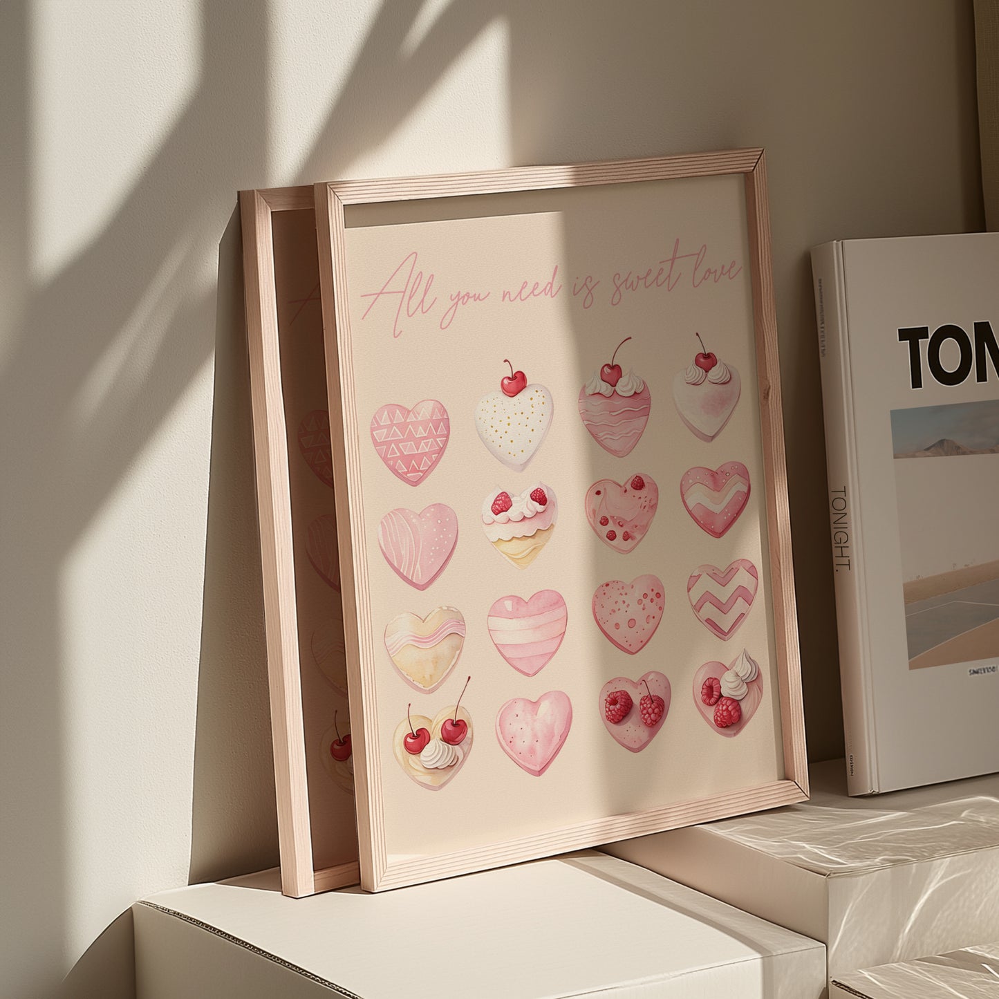 cake art | Retro Watercolor Art | cute bakery art print  Retro Heart Print | Retro Valentine’s Wall Art - Romantic Aesthetic Poster