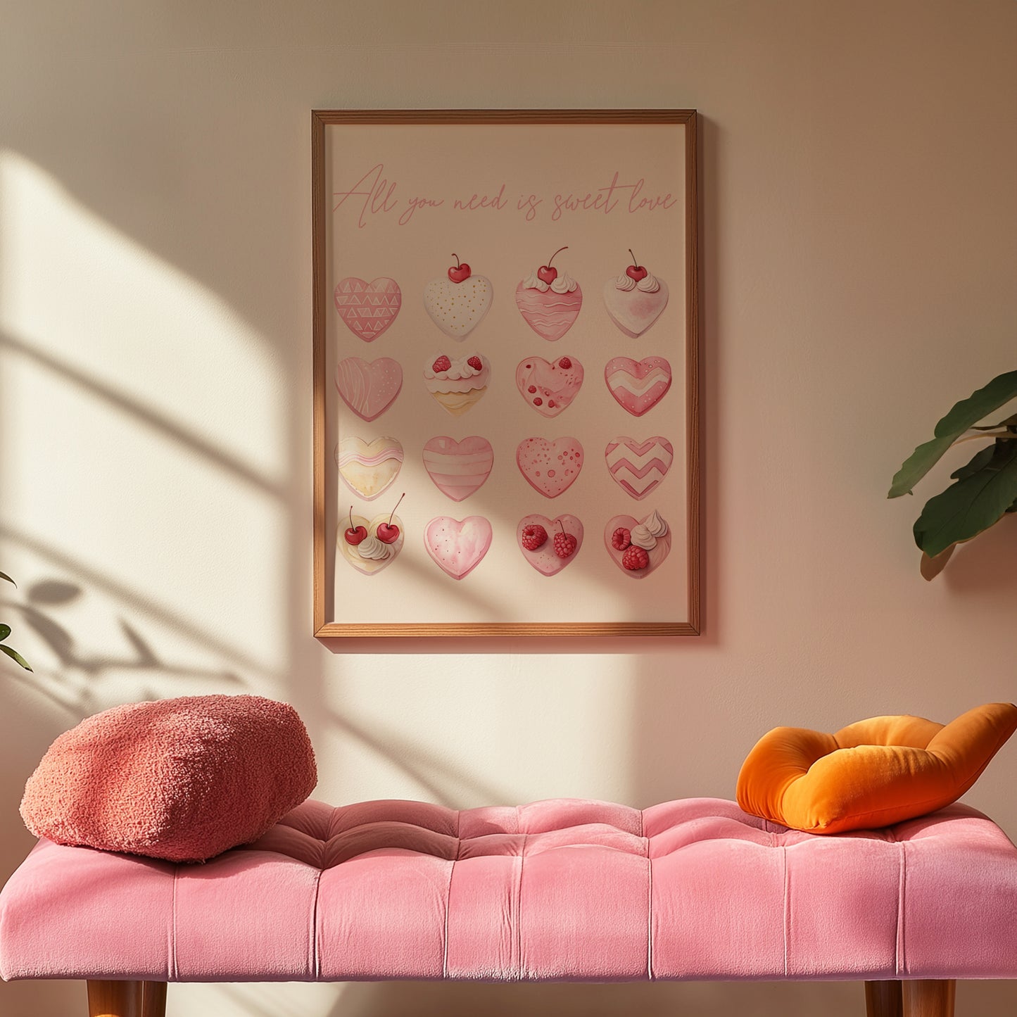 cake art | Retro Watercolor Art | cute bakery art print  Retro Heart Print | Retro Valentine’s Wall Art - Romantic Aesthetic Poster
