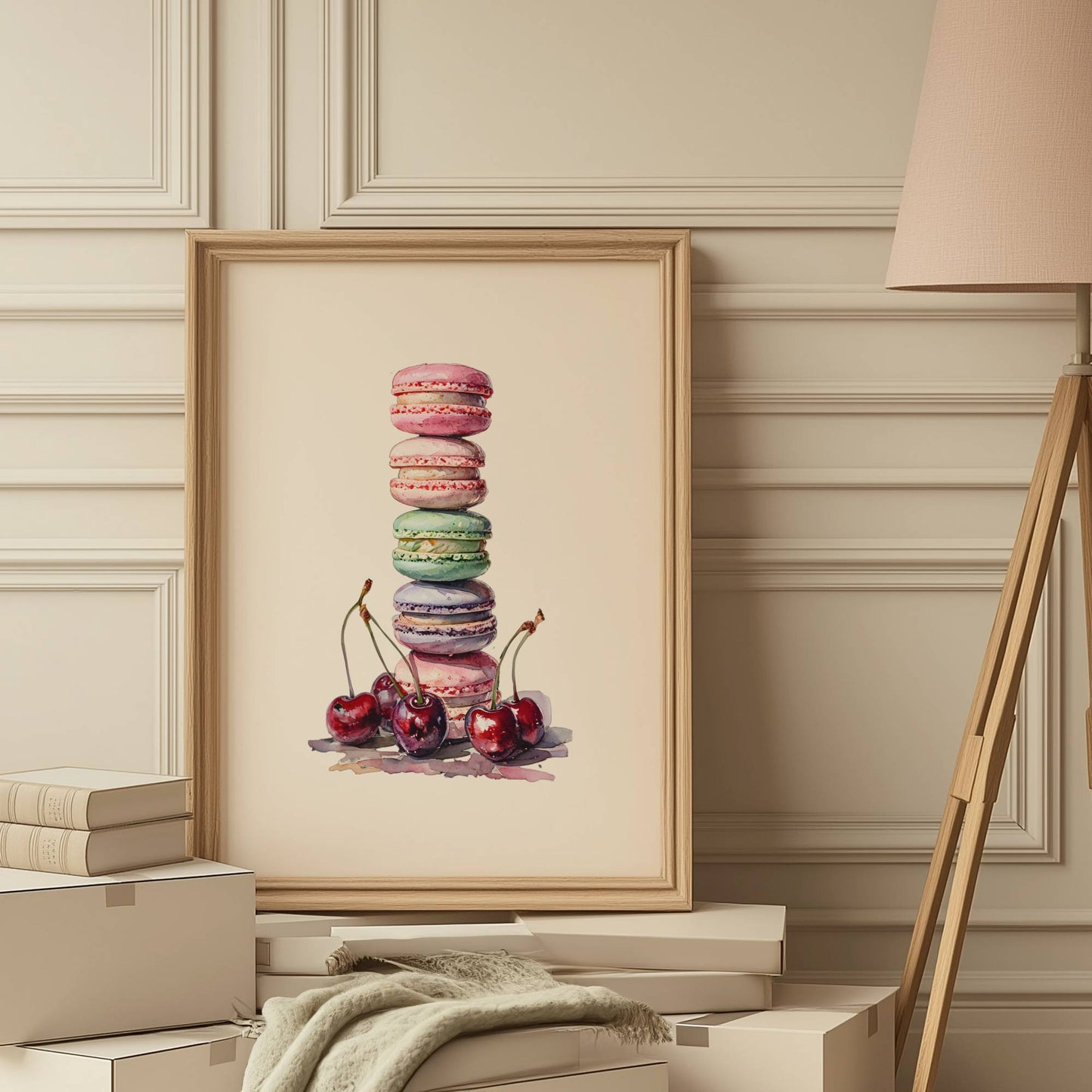 Watercolor Macaron Art Print, Cute Bakery Art, French Pastry Kitchen Decor, Parisian Café Wall Art, Cute Dessert Illustration, Bakery Poster