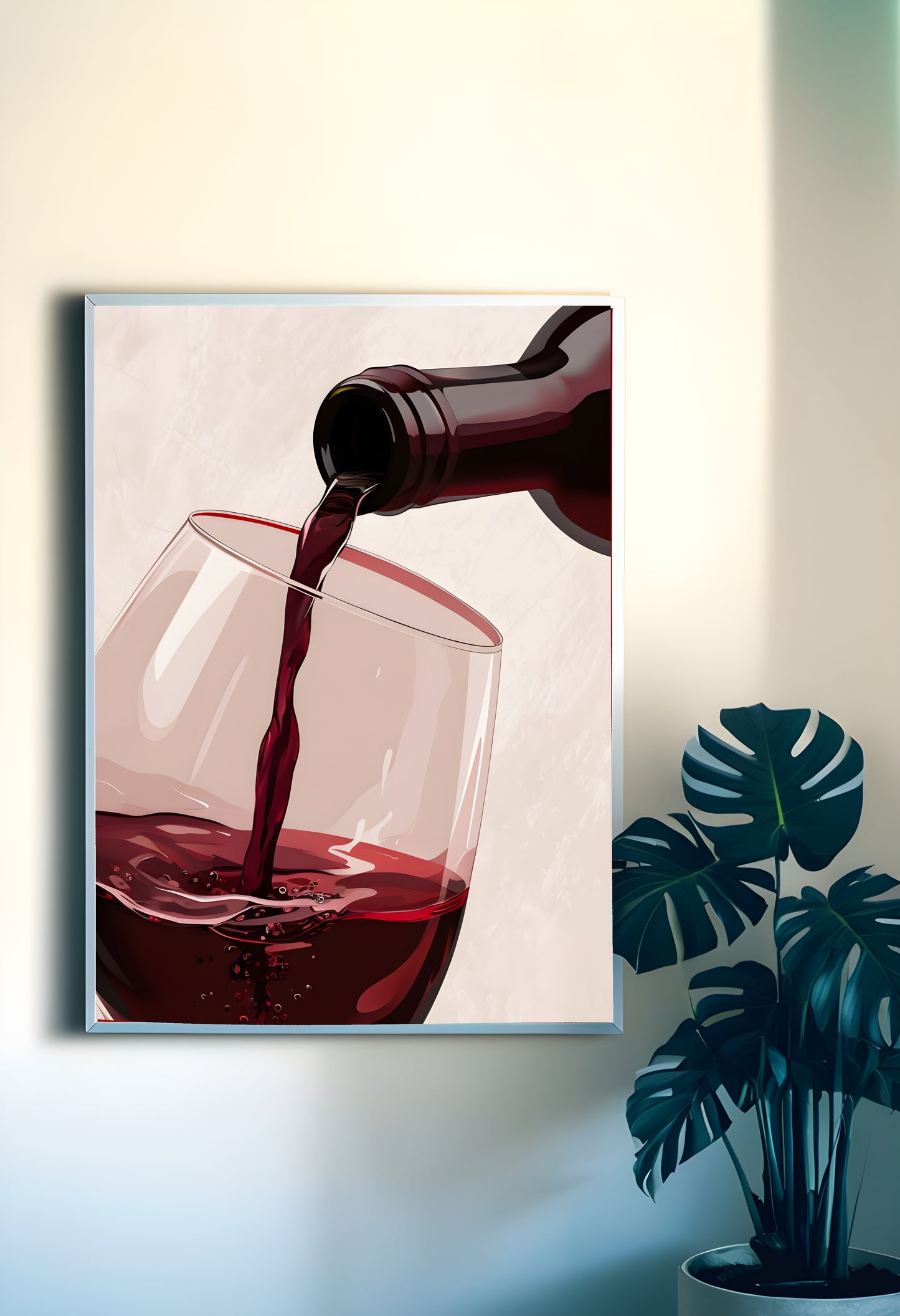 Digital Art Wine Pour, Wine Wall Print, Home Bar, Glass of Wine Print, Kitchen Wine Art, Gift for Wine Lovers, Modern Art, Contemporary Art