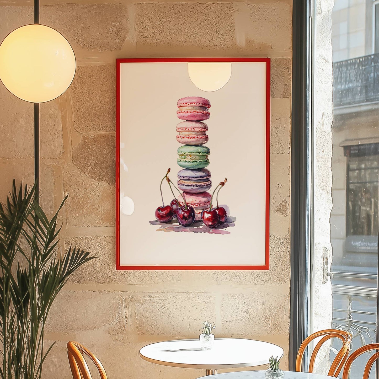 Watercolor Macaron Art Print, Cute Bakery Art, French Pastry Kitchen Decor, Parisian Café Wall Art, Cute Dessert Illustration, Bakery Poster