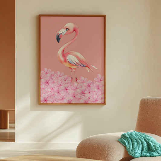 Flamingo Print Digital Download, Flamingo Art, Vday Decor, Pink Flowers Wall Art, Preppy Stuff, Home Decor, One Piece Poster