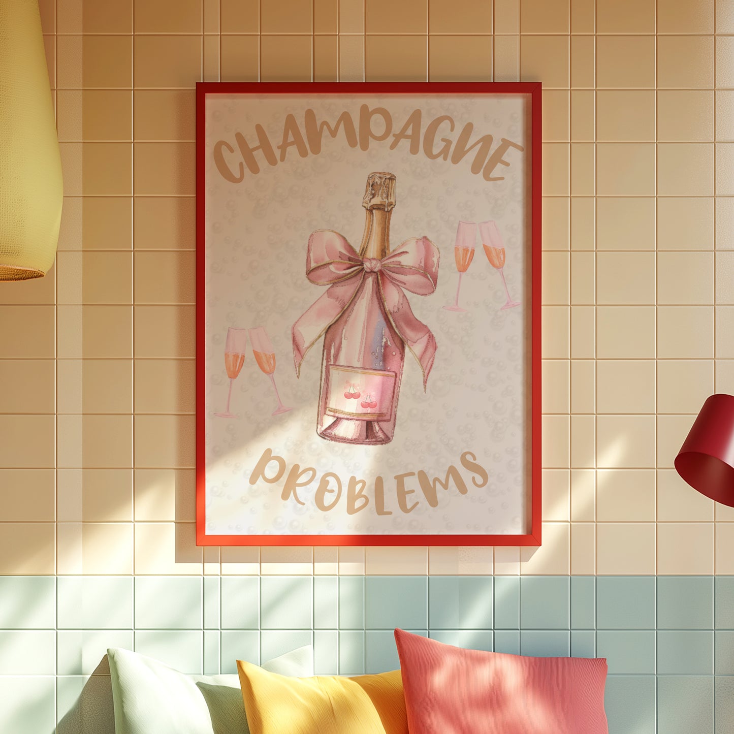 Champagne Problems, Digital Printable Wall Art, Bar Cart Decor, VDay Gift, Preppy Stuff, Home Decor, One Piece Poster