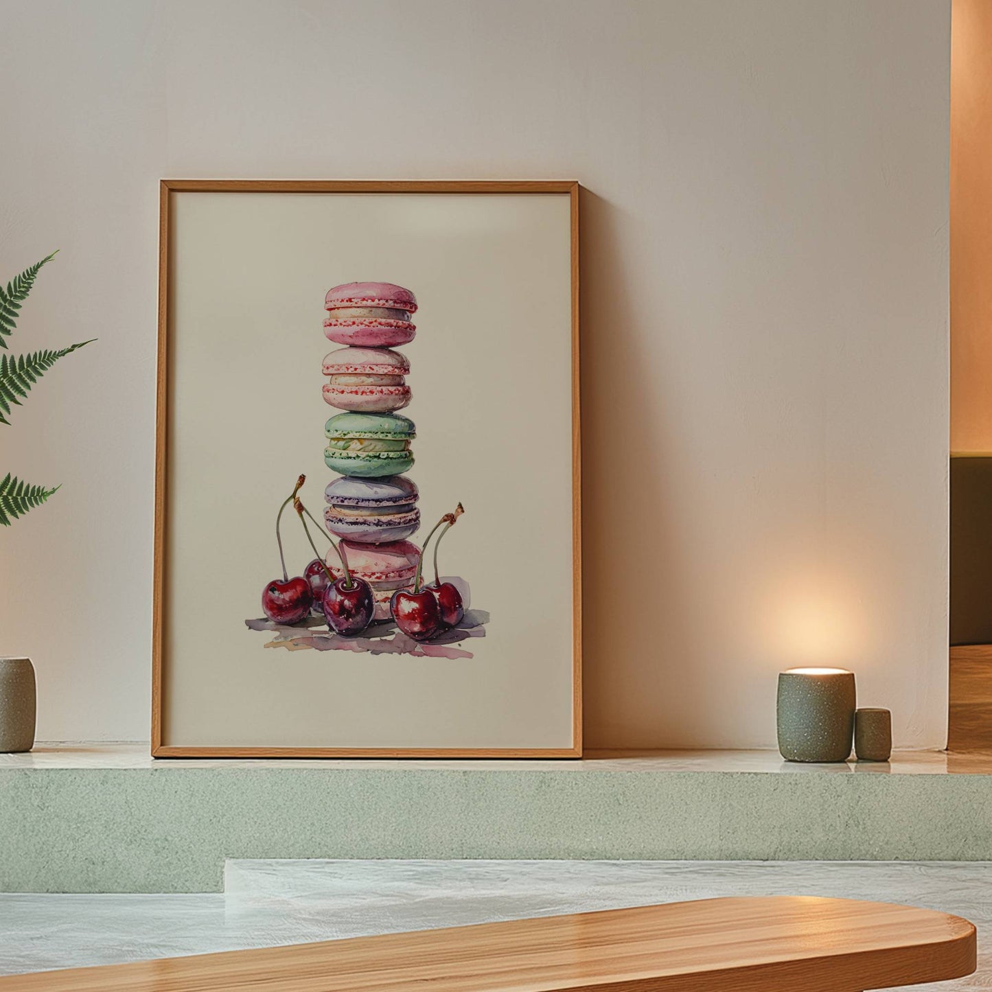 Watercolor Macaron Art Print, Cute Bakery Art, French Pastry Kitchen Decor, Parisian Café Wall Art, Cute Dessert Illustration, Bakery Poster
