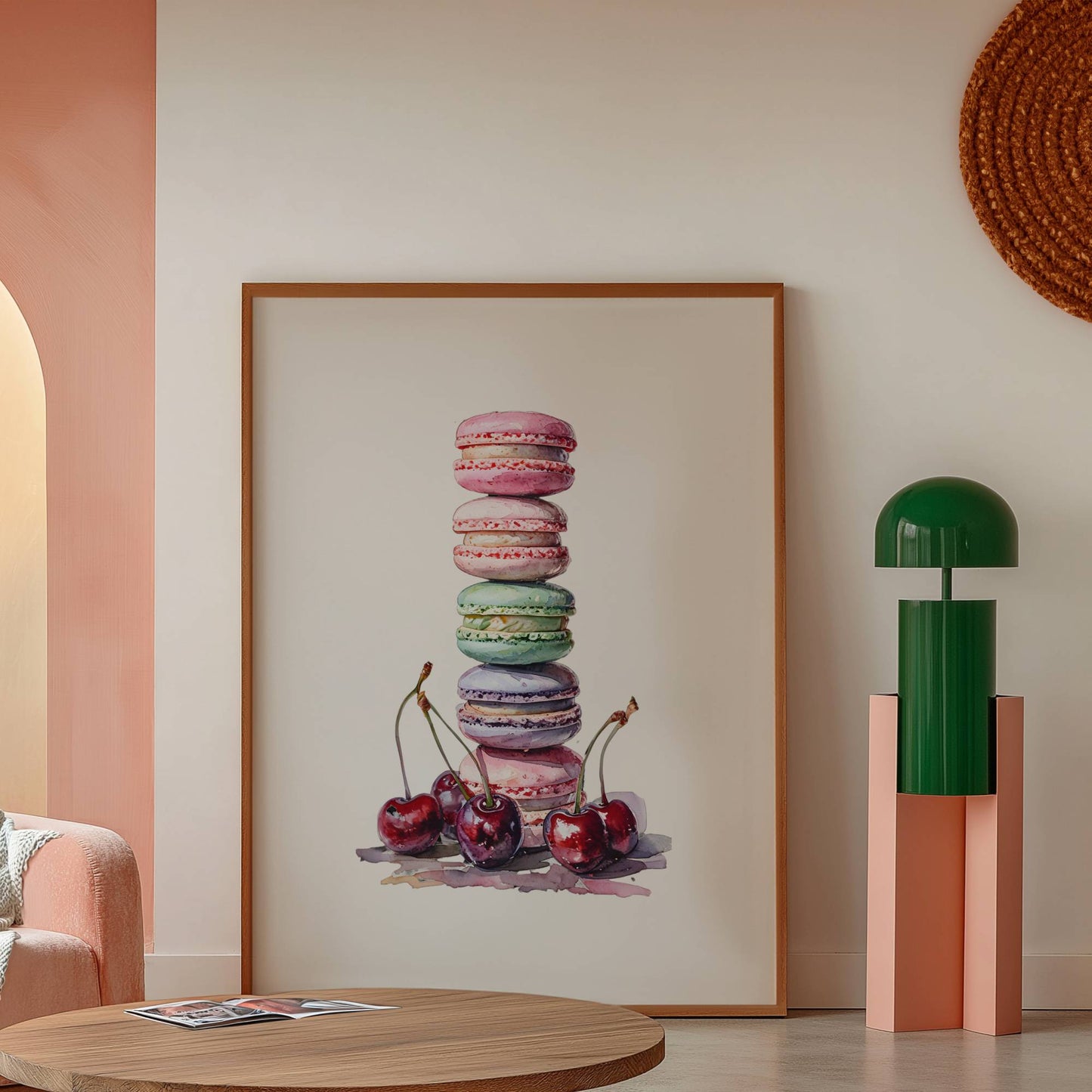 Watercolor Macaron Art Print, Cute Bakery Art, French Pastry Kitchen Decor, Parisian Café Wall Art, Cute Dessert Illustration, Bakery Poster